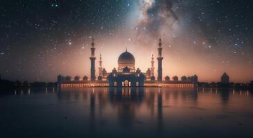 Nighttime View of the Sultan Omar Ali Saifuddien Mosque photo