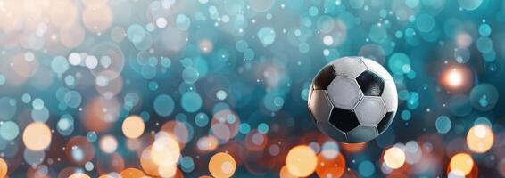 Soccer Ball on Field at Night photo