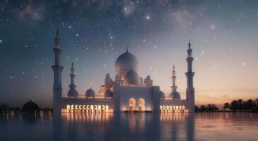 Nighttime View of the Sultan Omar Ali Saifuddien Mosque photo