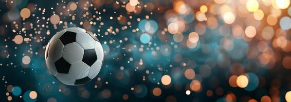 Soccer Ball on Field at Night photo