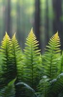 Lush Green Fern and Leaf Pattern photo