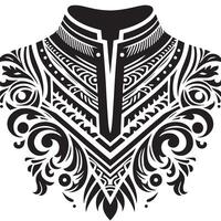 Abstract zigzag collar design for kameez , black and white, white background vector