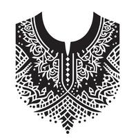 Abstract zigzag collar design for kameez , black and white, white background vector