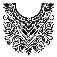 Abstract zigzag collar design for kameez , black and white, white background vector