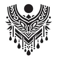 Abstract zigzag collar design for kameez , black and white, white background vector