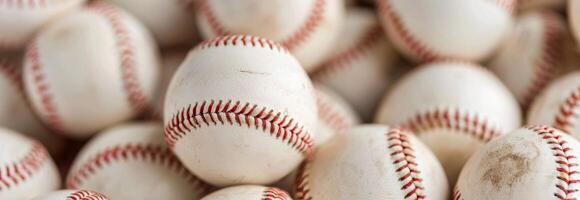 Close-Up of Worn Baseball Balls photo