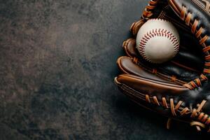 Worn Baseball Glove and Ball photo