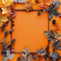 White Frame Surrounded by Fall Foliage photo