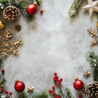 Frosted Pine Branches and Berries Winter Border photo