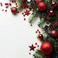 Christmas Ornament Border on Blue Background photo