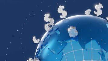 mundo moneda símbolo para intercambiar Velocidad y inversión, 3d representación video