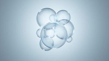 Macro glossy bubble water hydration skincare background, 3d rendering video