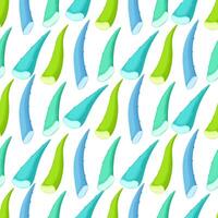 Multicolored aloe vera leaves in seamless pattern on white background vector