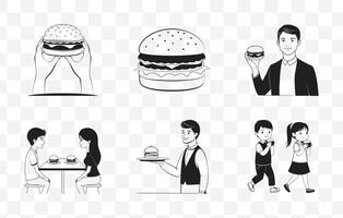 Print Comprehensive Burger Line Art Set for Detailed and Versatile Graphic Design Projects vector