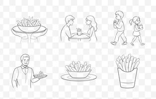 Print French Fries Line Art Collection Perfect for Illustrations and Graphic Design Projects vector