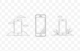 Print Smartphone with a Sleek Design Modern Line Art Illustration Set vector
