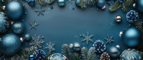 Blue Christmas Ornament Border photo