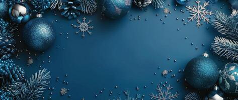 Blue Christmas Ornament Border photo