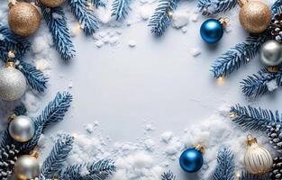 Snowy Christmas Ornament Border photo