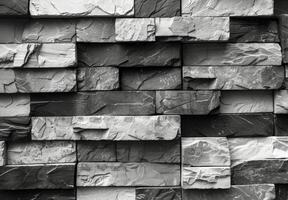 Black Slate Stone Wall Texture in Closeup photo