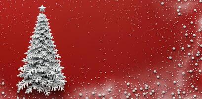 White Christmas Tree on Red Background photo