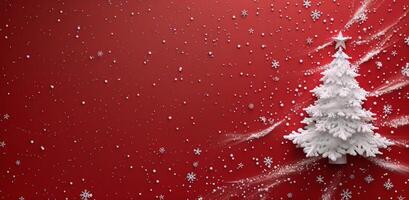 White Christmas Tree on Red Background photo
