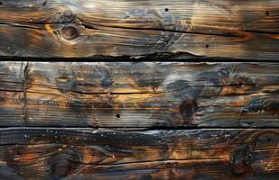 Close Up View of Three Weathered Wooden Planks With Knots and Grain photo