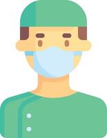 a man in a surgical mask and green scrub suit vector