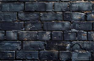 Dark Blue Brick Wall Texture Close Up photo