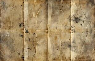 Close Up of Cracked and Stained Paper With Visible Stitching photo