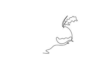 Self drawing animation of single line draw of whole healthy organic white turnip for plantation logo identity. Fresh veggie concept for root vegetable icon. Continuous line draw. Full length animated video