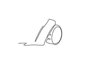 Self drawing animation of single line draw of whole healthy organic yuca cassava for plantation logo identity. Fresh woody shrub concept tropical crop icon. Continuous line draw. Full length animated video