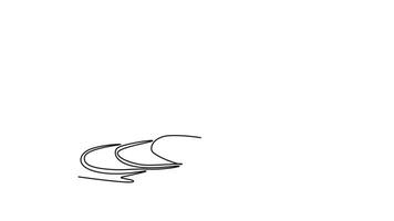 Self drawing animation of single line draw of sliced healthy organic white turnip for plantation logo identity. Fresh veggie concept for root vegetable icon. Continuous line draw. Full length animated video