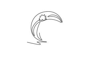 Animated self drawing of continuous line draw of whole and sliced healthy organic onion for herbal logo identity. Fresh cultivated seasoning concept for vegetable icon. Full length one line animation video