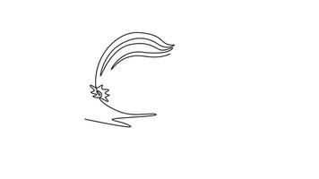 Animated self drawing of continuous line draw of two whole healthy freshness organic bulb onion for harvesting logo identity. Fresh common onion concept vegetable icon. Full length one line animation video