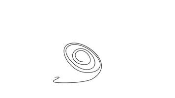 Animated self drawing of continuous line draw whole and half sliced healthy freshness organic beetroot for farm logo identity. Fresh table beet concept vegetables icon. Full length one line animation video