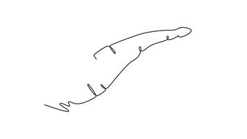 Self drawing animation of single line draw of whole healthy organic cassava for farm logo identity. Edible starchy tuberous root concept tropical crop icon. Continuous line draw. Full length animated video