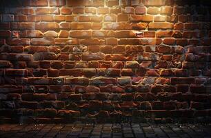 A Dark Brick Wall Illuminated By Warm Lights photo
