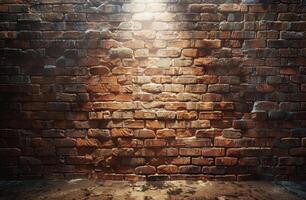 Brick Wall Texture Illuminated by Spotlight in the Evening photo