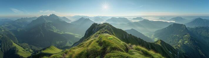 Mountain Range View From Summit Ridge in Morning Light photo