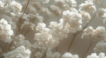 Delicate White Baby's Breath Blooms in Soft Light photo