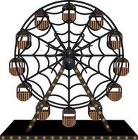 3d halloween ferris wheel front view vector