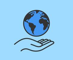 hand holding planet eart, simple icon vector