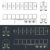 Tanker trailer blueprints vector