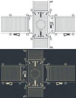 Turntable roller conveyor technical drawings vector