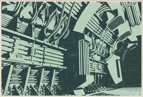 Spaceship interior in retro futurism style vector