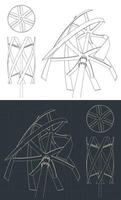 Vertical axis wind turbine blueprints vector