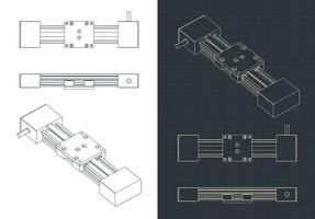Linear actuator drawings vector