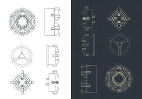 Lathe chuck mini set drawings vector