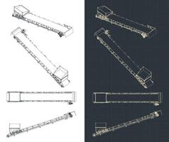 Lifting conveyor blueprints vector